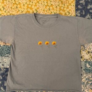 Brandy Melville Blue Crop Top with Yellow Flowers
